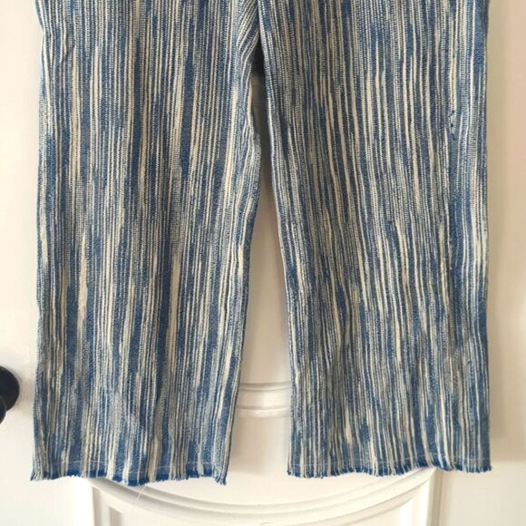 Free People Pants Size 4 Raw Hem Wide Leg Marta Yarn Dye Trousers Wide Leg - Picture 6 of 10